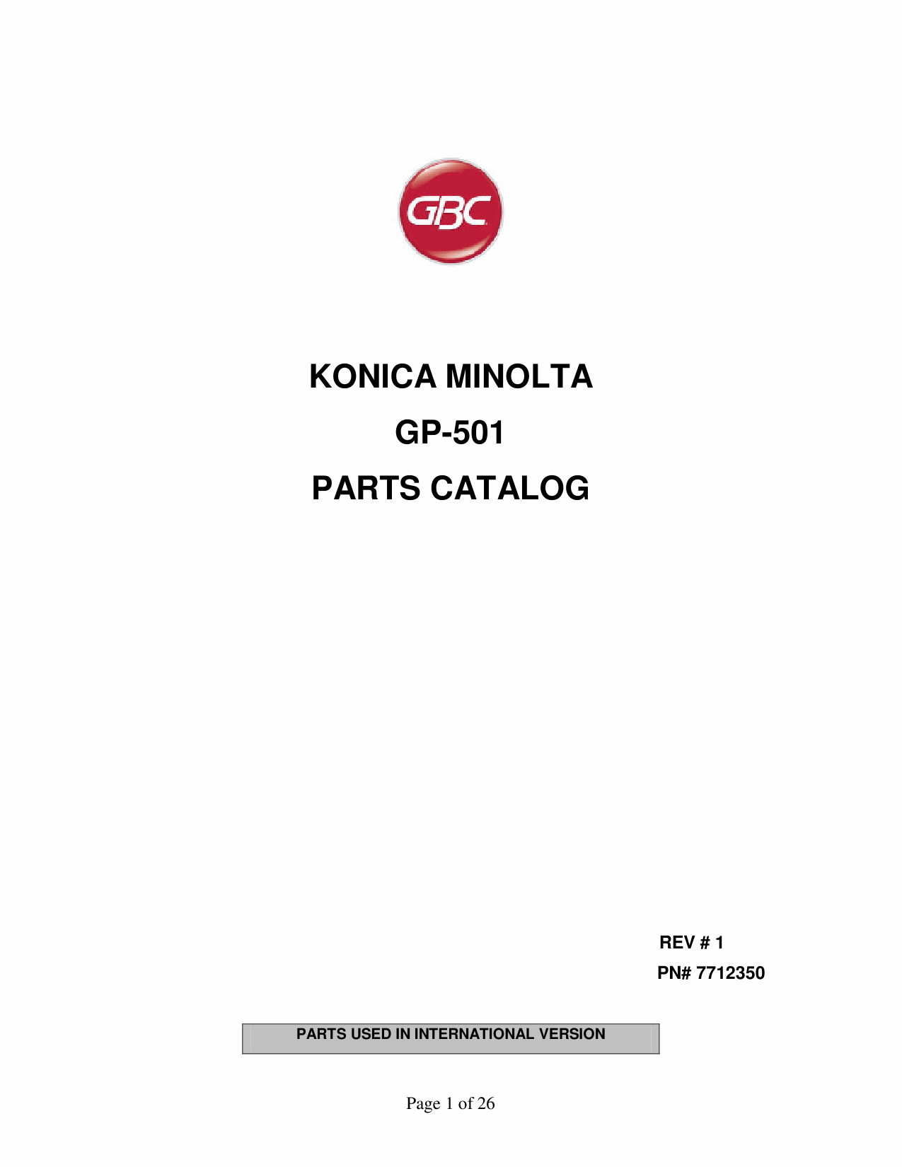 Konica-Minolta Options GP-501 Parts Manual-1